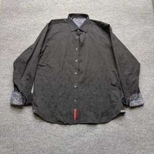 Visconti black paisley button up shirt colorful cuffs size men's xl